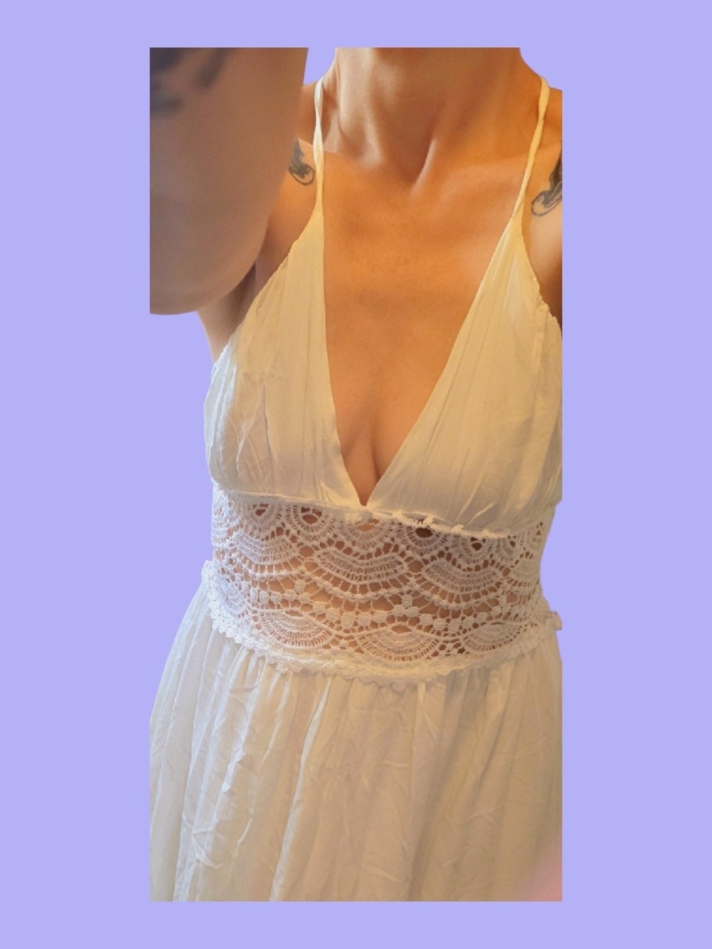 Cider Cream Crochet-Bodice Halter Maxi Dress